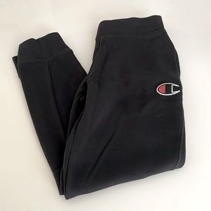 S Champion Sweatpants Black with Red/White/Black Logo